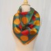 Paoli Kelly Green, Orange & Red Bold Polka Dot Print Silky Scarf / Lrg Square Scarf 26 x 26