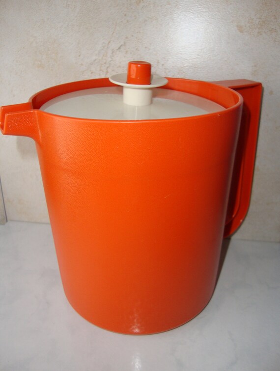 Vintage Tupperware Orange Pitcher with Lid by WintervilleWonders