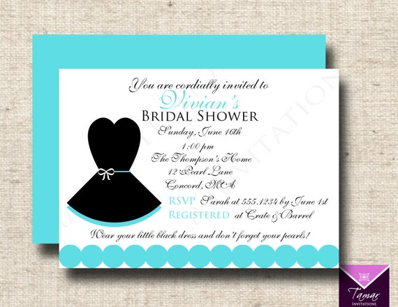 ... Bridal Shower Invitation , Little Black Dress - with Printable Back