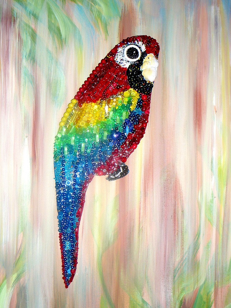 PARROT wall decor with beads
