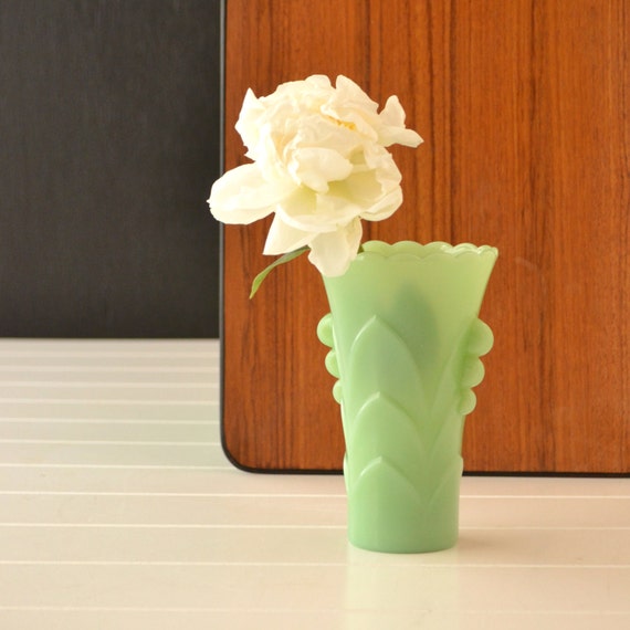 Fire King Jadeite Vase Jadite Deco Flower Vase Mint Green