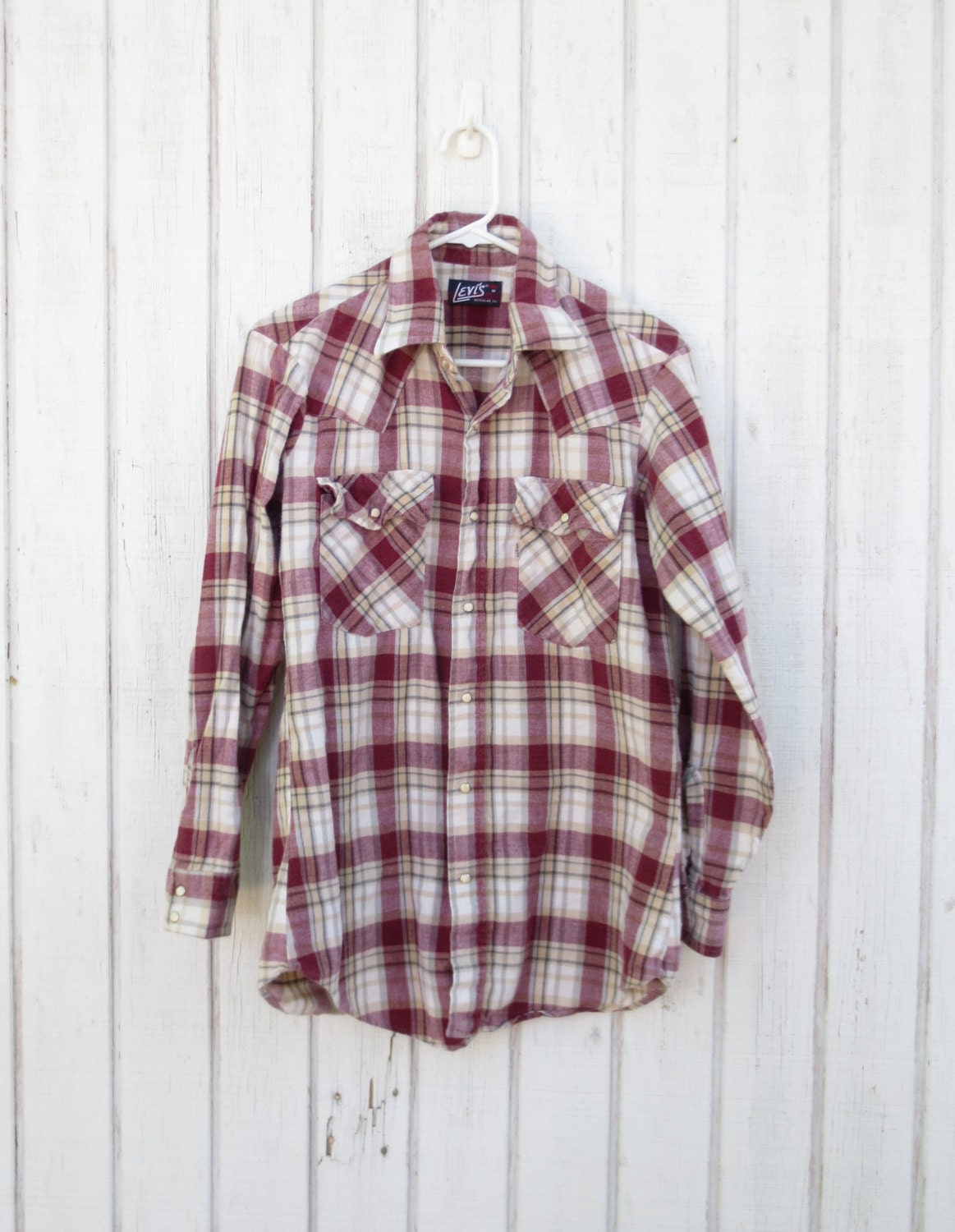 Vintage 70's Men's Pearl Snap Plaid Shirt Classic