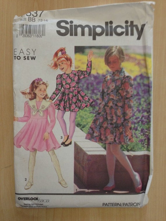 Simplicity Sewing Pattern 7537 Girls Dress in two Lengths and Leggings Size 12-14 90s Sale