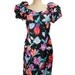 1980s Floral Puff Sleeve Dress / Nuit / Prom Party Dress / Wiggle Dress / Form Fitting / Womens Vintage Dress / Size 6