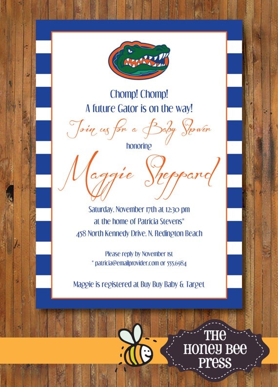 Items similar to Florida Gator Baby Shower, Tailgate or Birthday