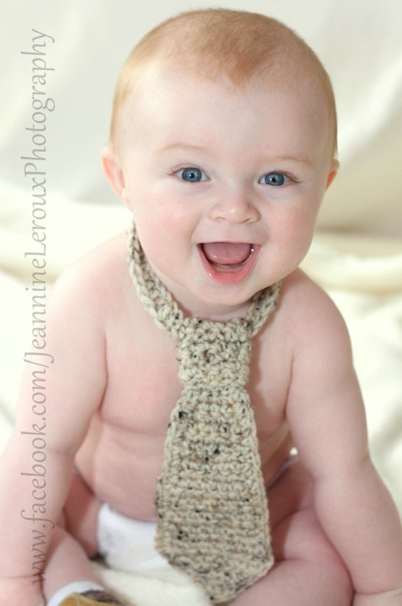 Items similar to Crochet necktie for newborn baby boy photography prop crochet neck tie Oatmeal