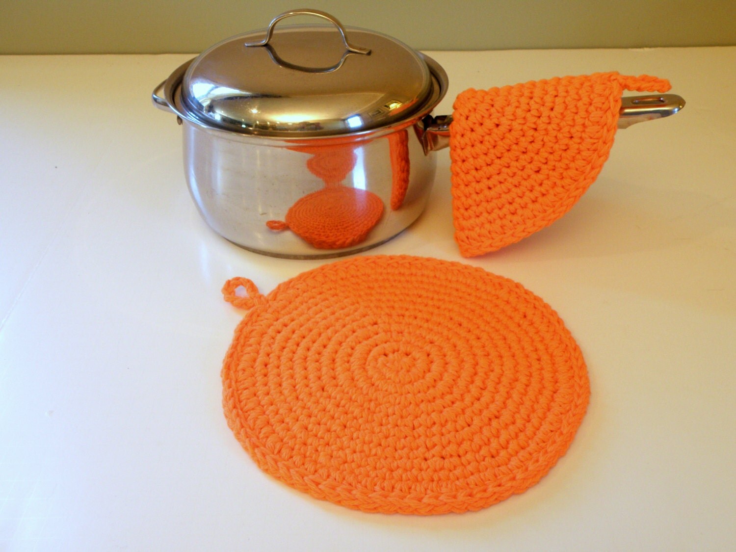 Large Round Pot Holder Set Large Hot Pads Made to order In