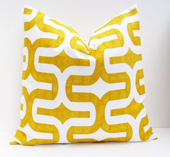 Items similar to Throw Pillow Covers 18x18 .Yellow Pillow.Decorative Pillow Cover.Cushions.Ikat ...
