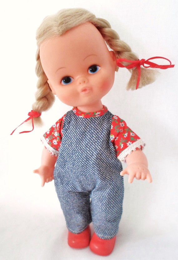 Vintage 9 Plastic Doll Made In Hong Kong Blonde Braided