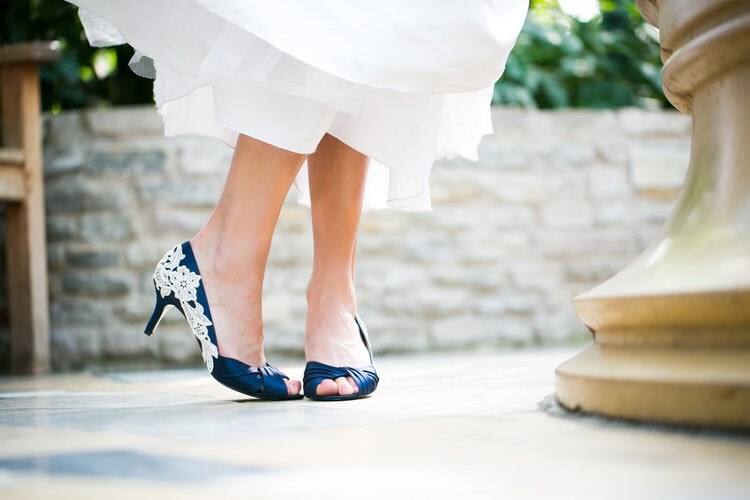 Wedding Shoes Navy Blue Wedding Heels/Bridal Shoes by walkinonair