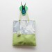 P U R E W A T E R / Pastel green & White large jeans and leather tote bag