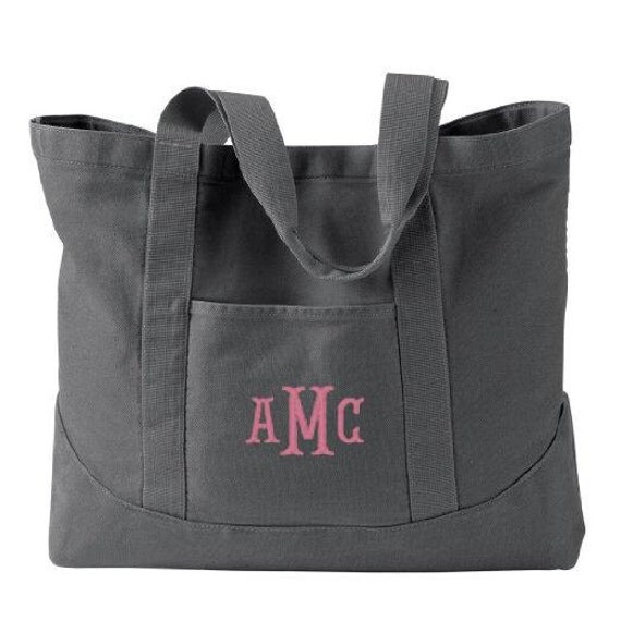 Monogram Tote Bag - Personalized Canvas Tote Bag in 7 colors