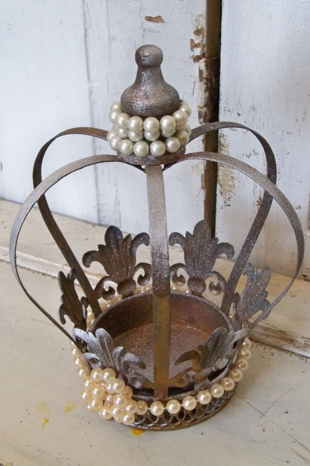 Large decorative metal crown painted shimmer by anitasperodesign