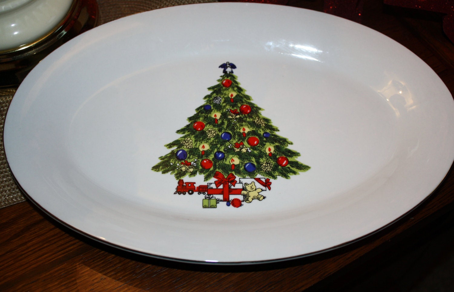 Jian Shiang Vintage Sea Gull Fine China Christmas Platter
