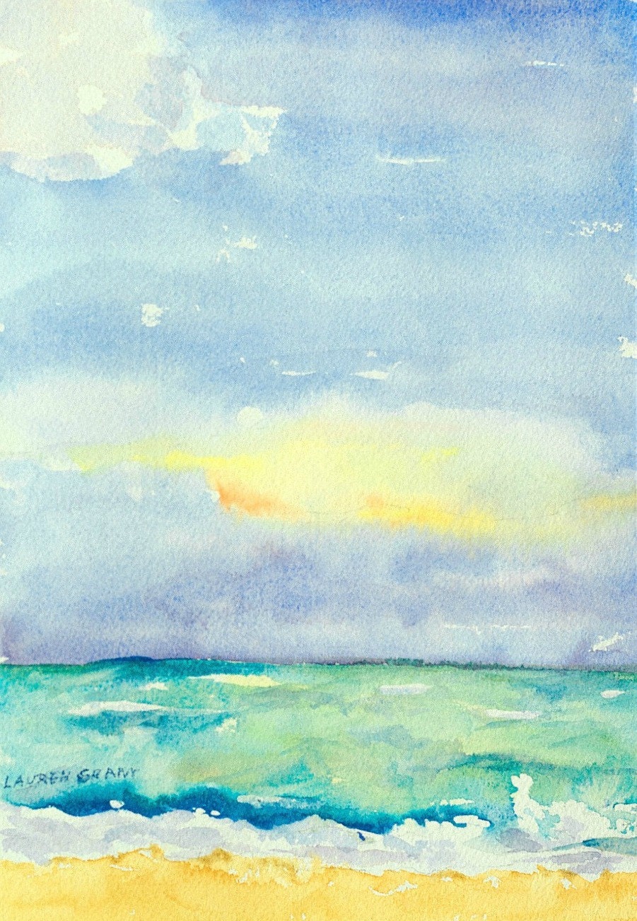 Watercolor landscape impressionist beach by LaurensWatercolors