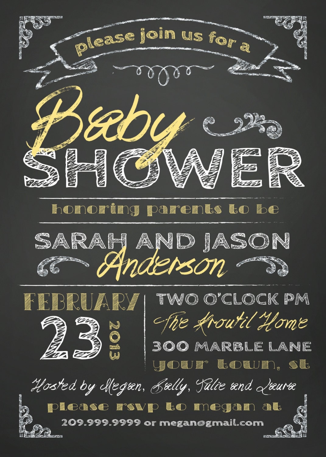 Chalkboard Baby Shower Invitation Templates 7