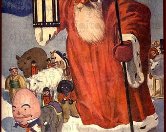 Super Cool Santa And Friends. VINTAGE Christmas Illustration. Christmas DIGITAL Download. Digital Christmas Download. Christmas Card Making