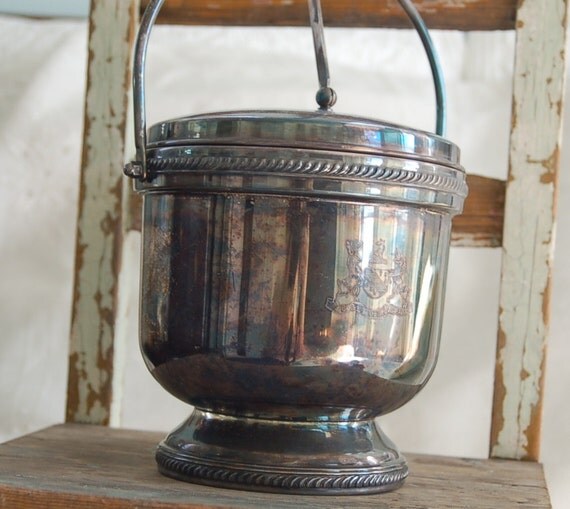 Vintage Silverplate Engraved Ice Bucket with Insulation