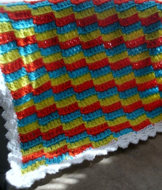 Items similar to Crochet Baby Blanket Baby Diagonal Stripes Design