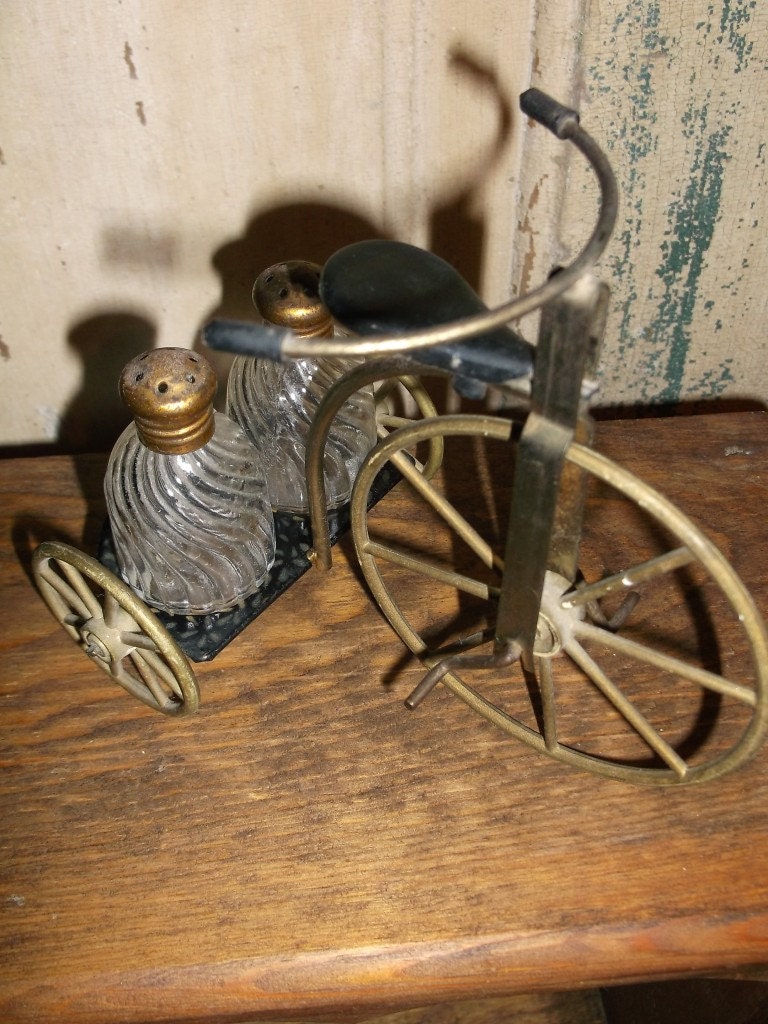 Bicycle Salt &amp; Pepper Shakers-Vintage Salt by ChixCoopAntiques