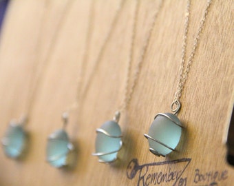 SALE 1 Sugary SEA Glass Necklace perfect for the bridal party- YOU choose the color, personalized jewelry, custom jewelry