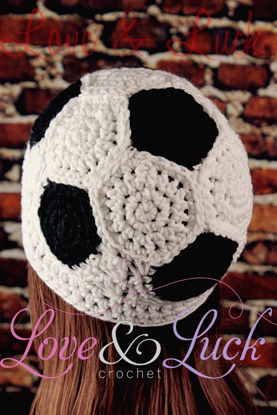 Items similar to Soccer Ball Crochet Beanie Hat on Etsy
