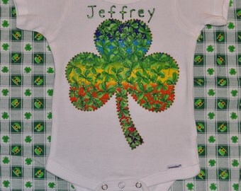 Personalized Onesie, St. Patrick's Day Onesie, Irish Rainbow Shamrock Onesie for Baby Girl and Baby Boy, Short/Long Sleeve