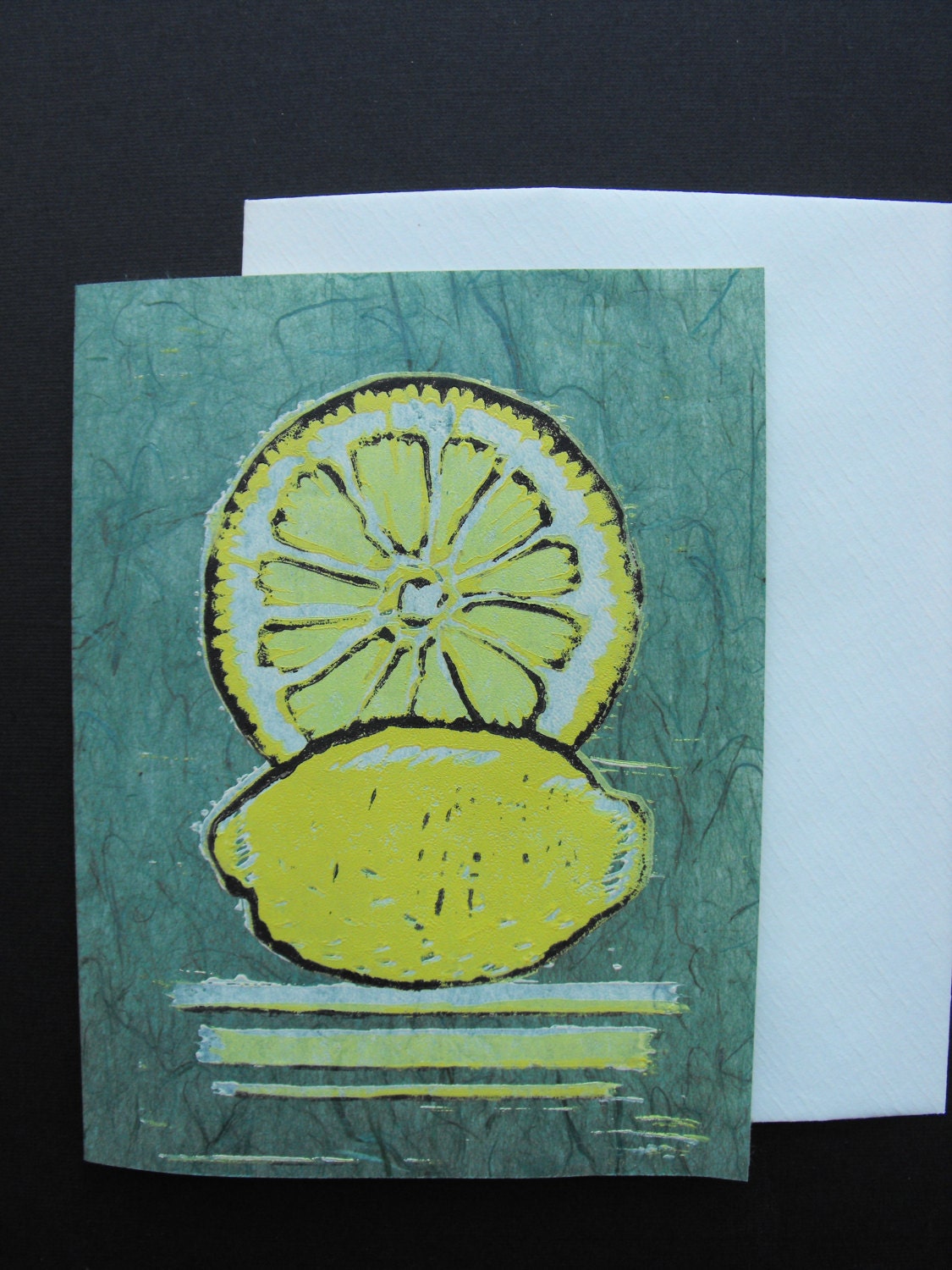 Quality handmade greeting card linocut relief print on