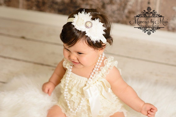 2pcs Ivory Romper, wedding flower girl, lace romper, Flower Girl, Ivory Romper,1st  birthday,Romper set,baptism,baby and toddler,Christening