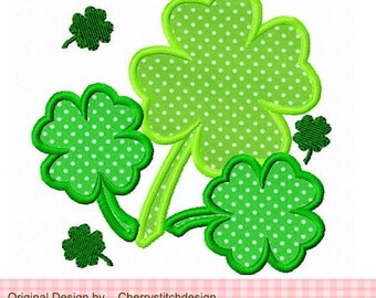 St.Patrick's day Four Leaf Clover Machine Embroidery Applique Design -4x4 5x5 6x6 inch