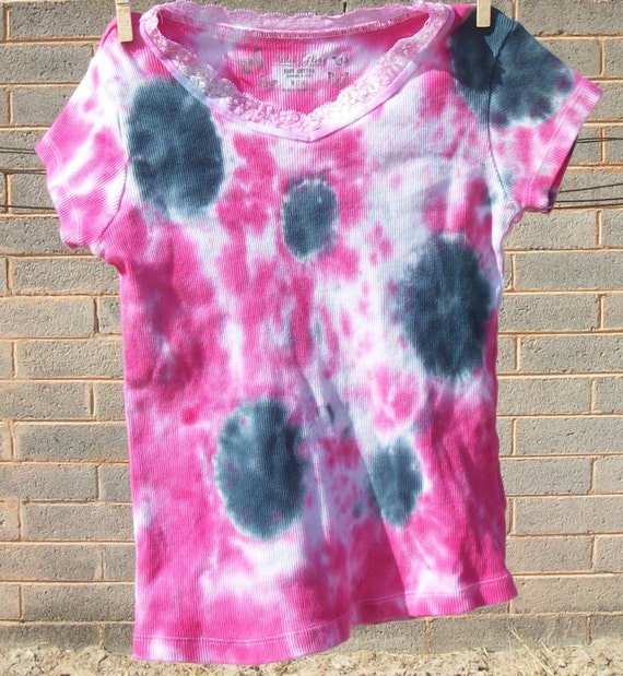 Items similar to Pink and Black "Polka Dot" Tie Dye Shirt on Etsy