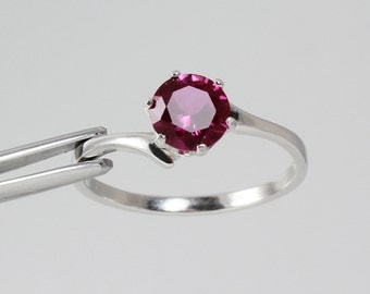 Sterling Silver Ruby Ring Solitaire (Lab) July Birthstone / Red Ruby Ring Silver