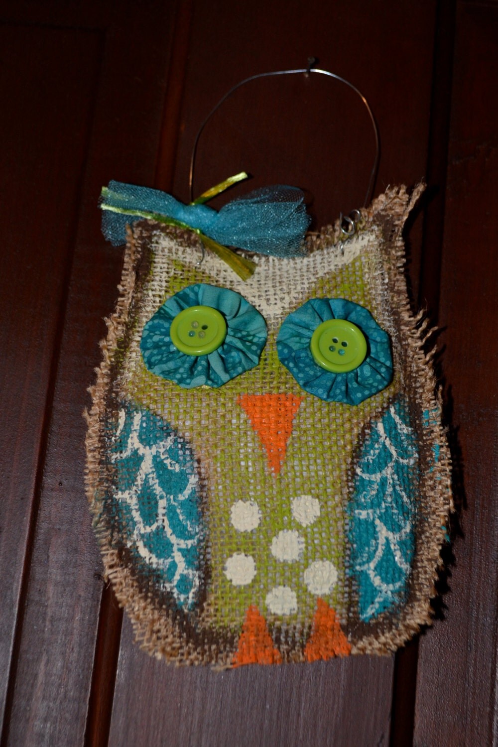 Stuffed Burlap Owl Door Hanger by lucymaehandmade on Etsy