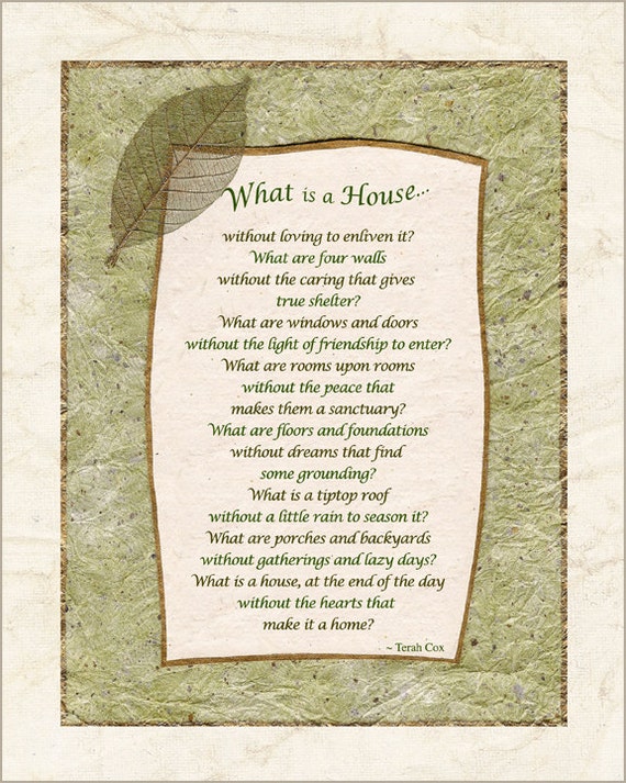 Home housewarming poem for house family gathering