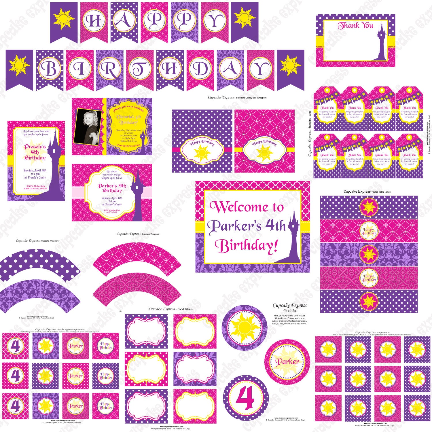 Tangled Banner Inspired PRINTABLE happy birthday party BANNER