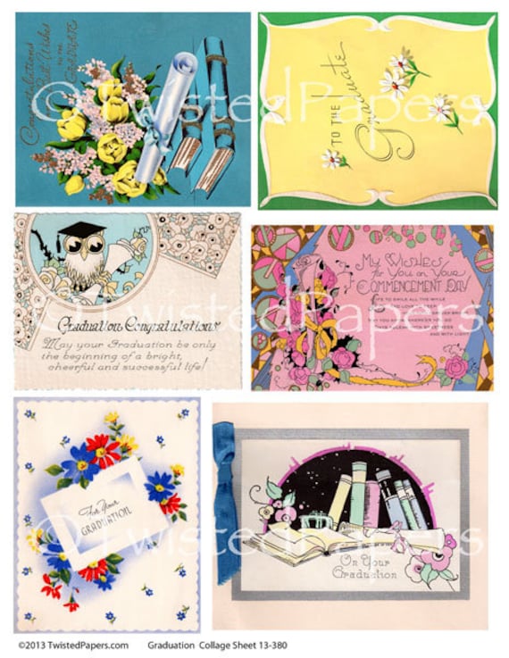 Vintage Graduation Greeting Cards Instant Download Collage 6425