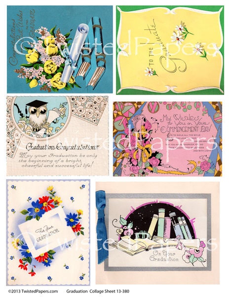 Vintage Graduation Greeting Cards Instant Download Collage 2712