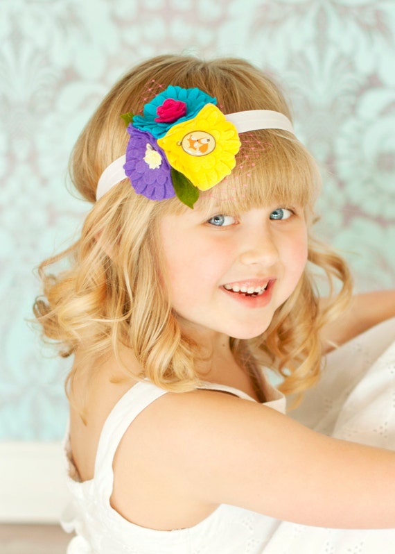 514 New baby headband felt flowers 982 Felt Flowers Headband..Baby Hair Accessories..Felt Flower for Baby   