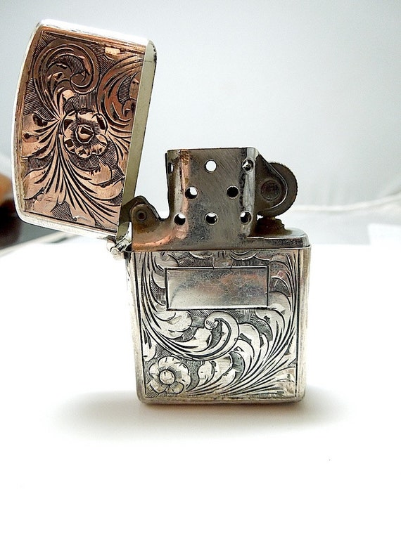 Vintage Sterling Silver Zippo Lighter by AJMartinJewelry on Etsy