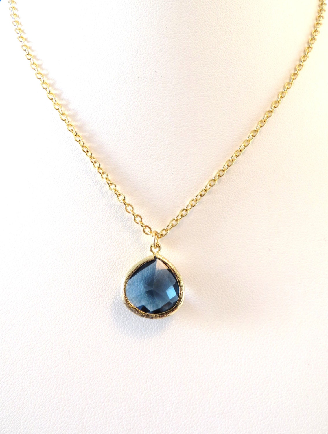 Sapphire Blue Necklace Gold Necklace Navy Blue by LoveShineBridal