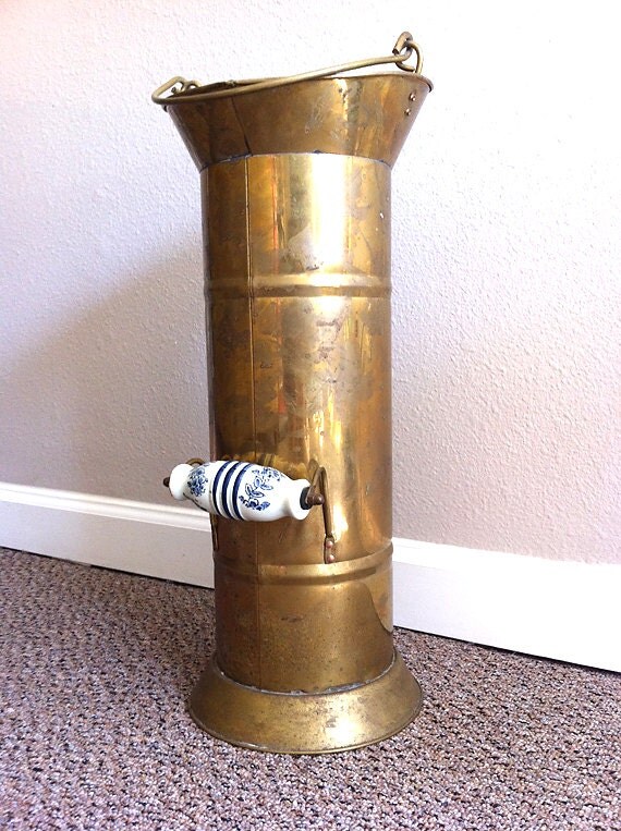 Vintage 5KAN Brass Umbrella Stand Fireplace Scuttle Bucket