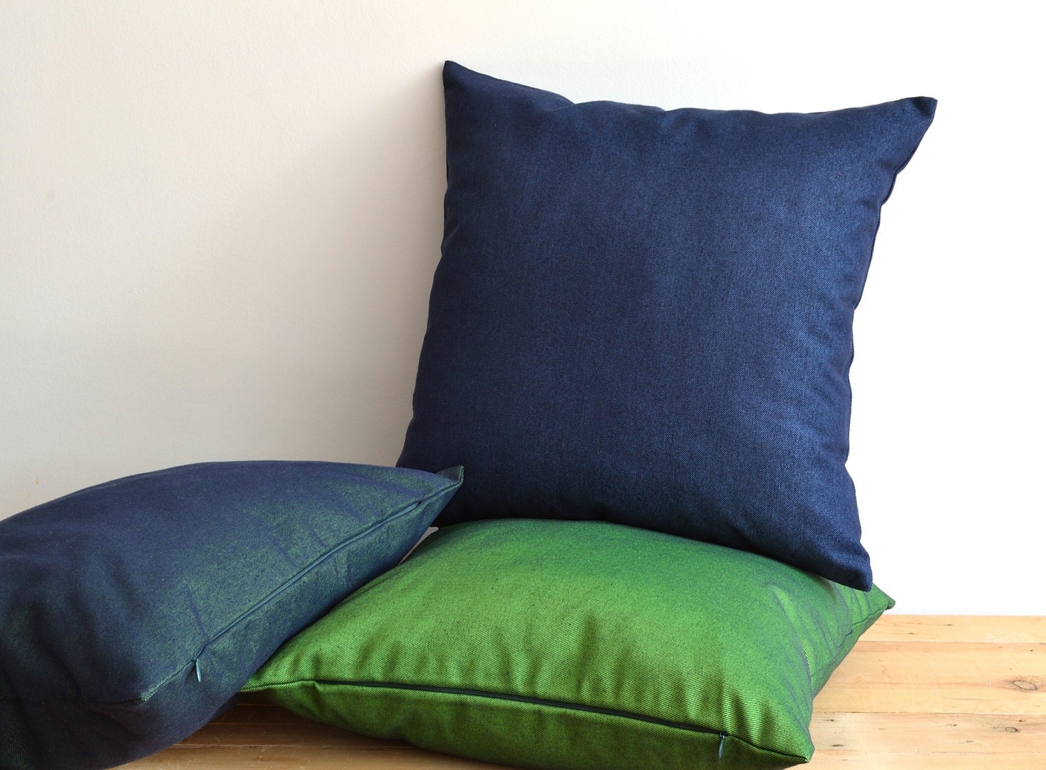Indoor Outdoor Decorative Navy Blue Denim Pillow Cover