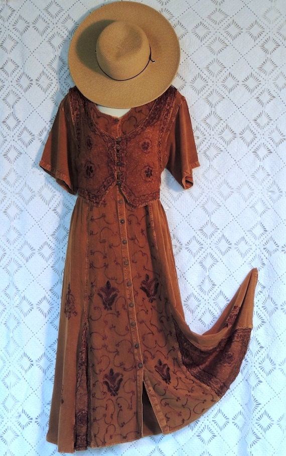 Womens Plus Size Boho Peasant Maxi Dress by BrendasVintageCloset