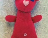 Handmade sock animal - stuffed animal - Pretty in Pink glove puppy