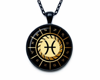 Pisces Necklace, Pisces Pendant Pisces jewelry Zodiac Sign Pendant, Constellation Jewelry Art gift for men for women Golg