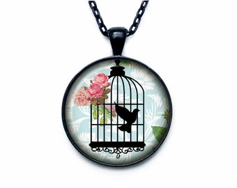 Bird cage necklace Bird cage pendant Bird cage jewelry