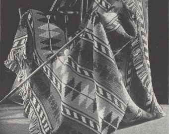 1930s Striped Indian Blanket Crochet Afghan Pattern PDF Instant Download Get It Now