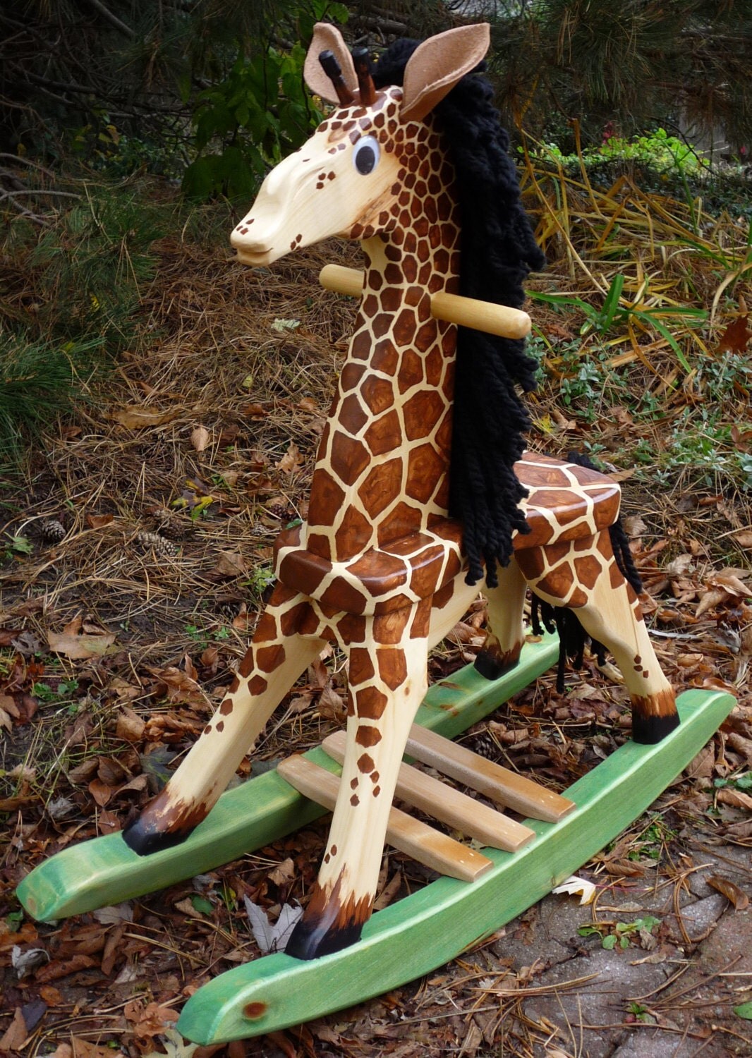 Wooden Giraffe Rocking Horse for Toddlers