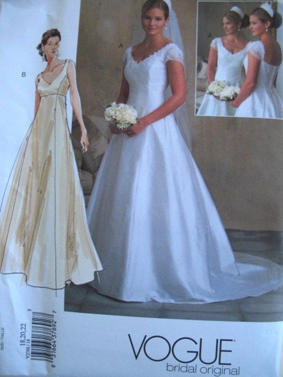  Vogue  Wedding  Dress  Pattern  Bridal  Gown  Original Plus Sizes