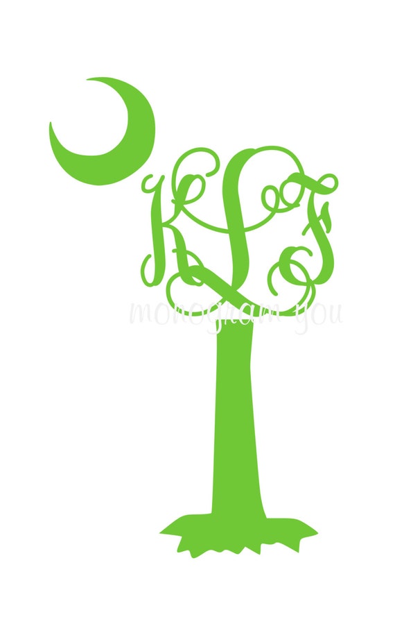 Download Palmetto Tree Monogram Decal 014